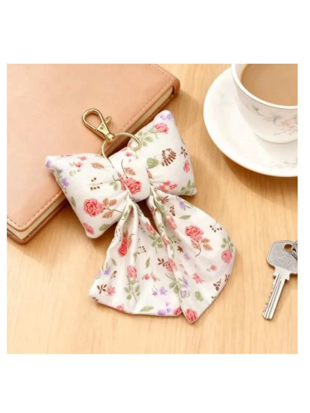 Handmade Puffy Bow Keychain Bag Charm Keyring Purse Accessory for Tote Backpack